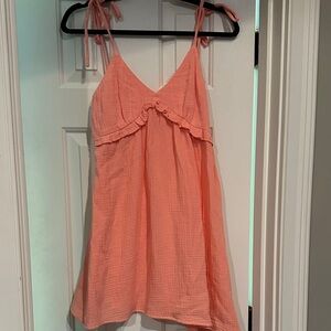 Pink Lily small Coral Sleeveless Dress with Ruffle Detail. Like new